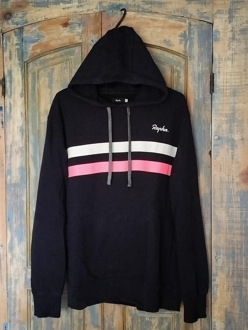 Rapha Brevet Logo Hoodie Navy White High Vis Pink Cotton XXL See Measurements